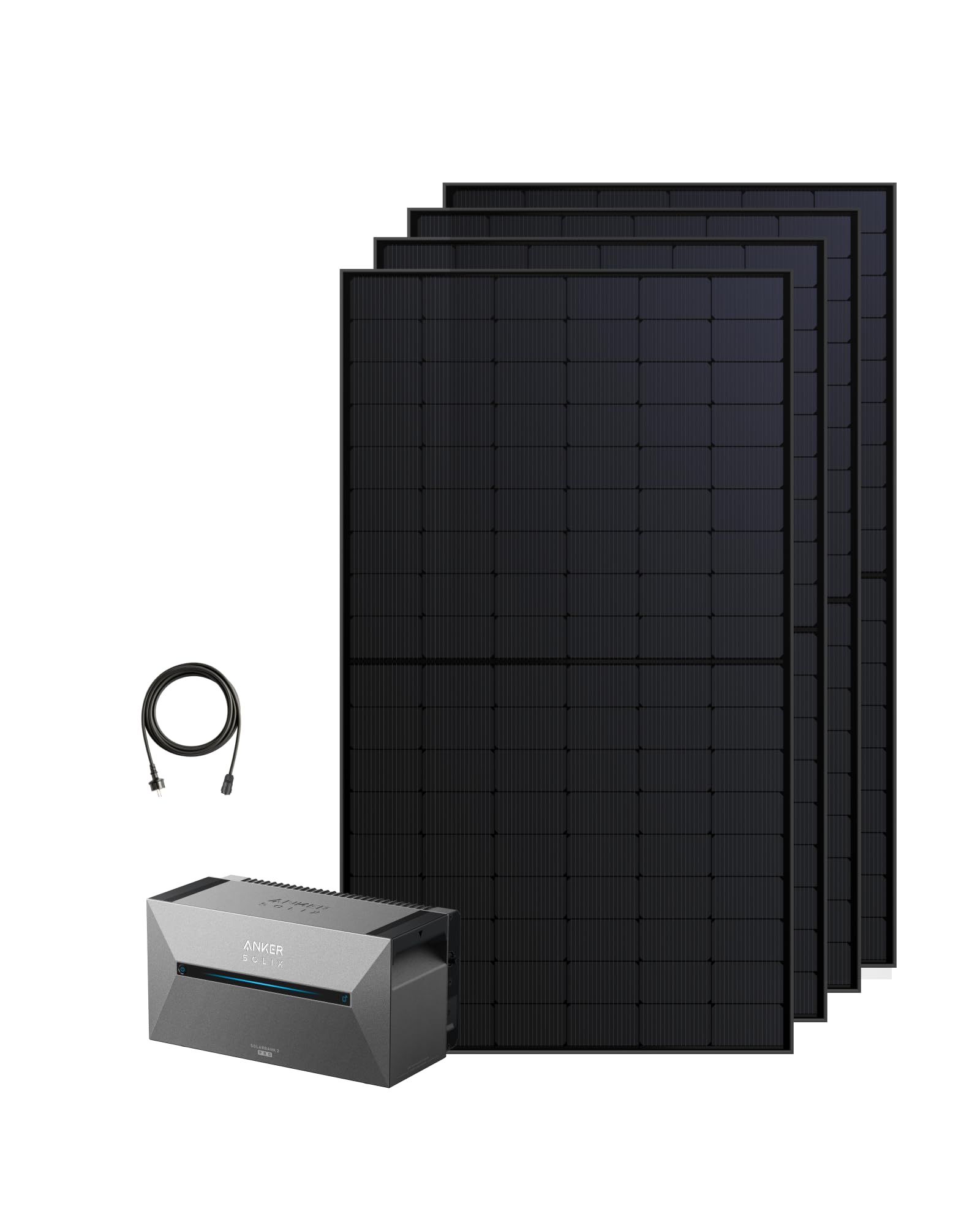 Anker SOLIX Balkonkraftwerk mit Speicher (2000W | 1600Wh), Solarbank 2 E1600 Pro (1600Wh), 4× RS50S Bifaziales Solarpanel (500W), Typ-N Bifaziales Solarpanel, 4 MPPT, 1000W AC, Plug & Play von Anker