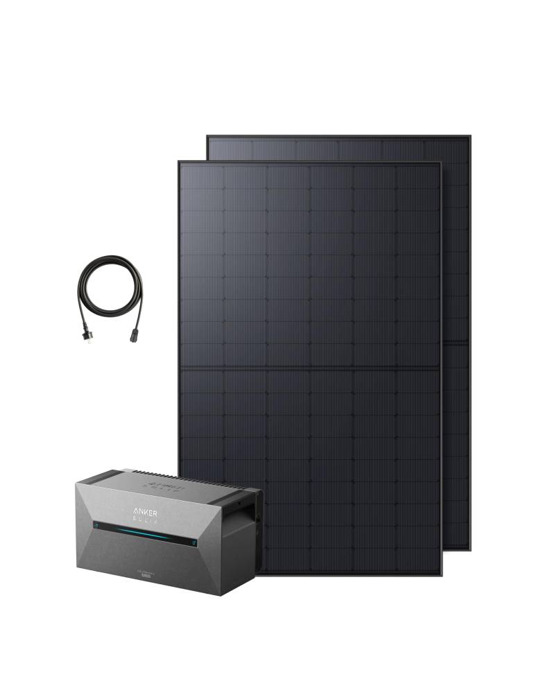 Anker SOLIX Balkonkraftwerk mit Speicher (870W | 1600Wh), Solarbank 2 E1600 Plus (1600Wh), 2x RS40T Solarpanel (435W), 9,6kWh Kapazität, Plug&Play Installation von Anker