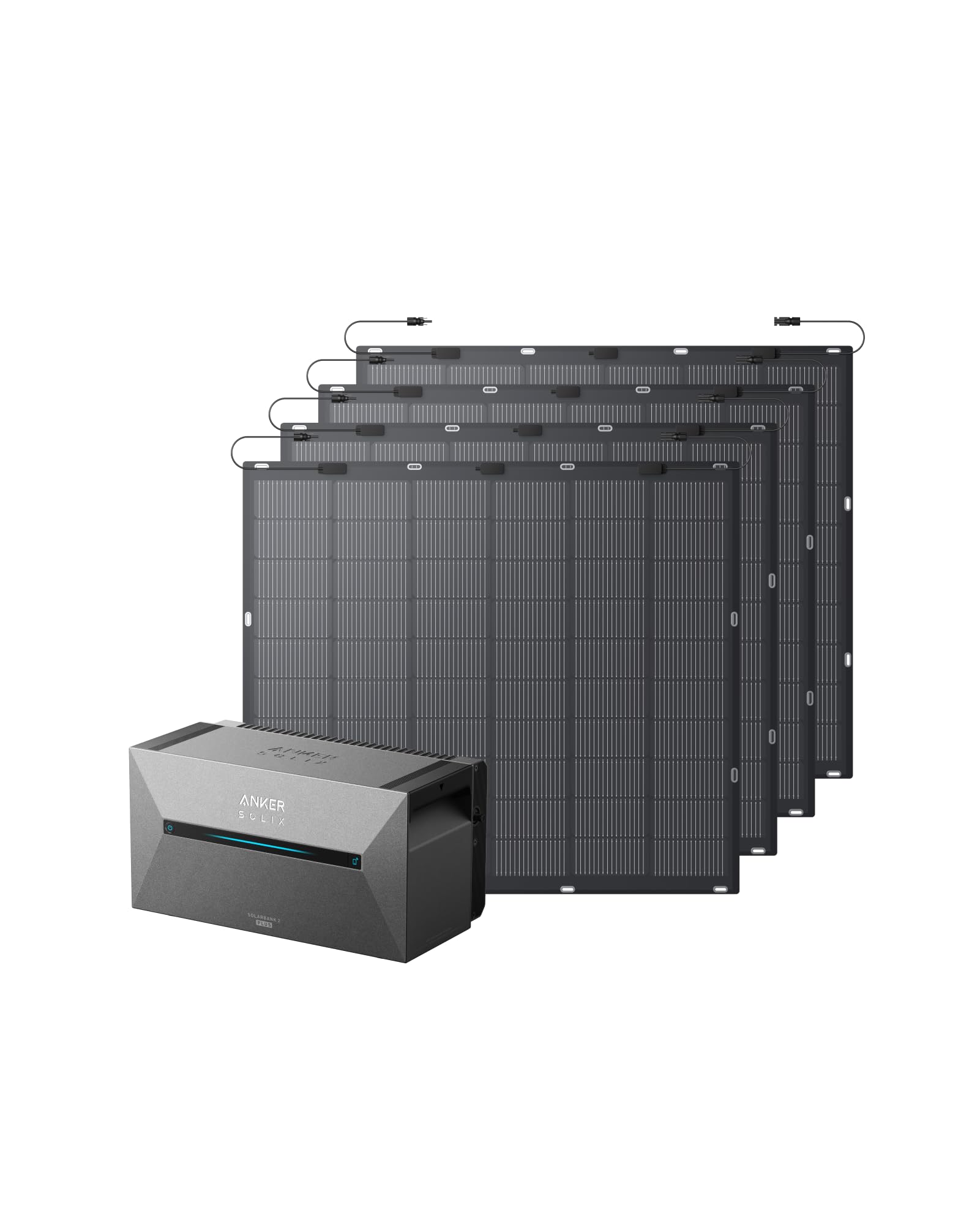 Anker SOLIX Balkonkraftwerk mit Speicher (900W | 1600Wh), Solarbank 2 E1600 Plus (1600Wh), 4× FS20 Solarpanel(225W), 213° Biegung, 2 MPPT, Plug&Play, Flexibles, Sehr einfache Installation von Anker