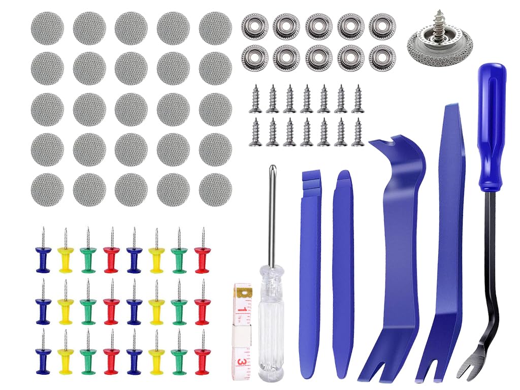 Anlising 140PCS Dachhimmel Reparatur Set, KFZ Reparatur Nieten, mit Stecknadeln Schraubendreher Maßband, Universal Auto Dach Nieten, Auto Reparatur Nieten Set,Auto Dachhimmel Reparatur Knopf,für Autos von Anlising