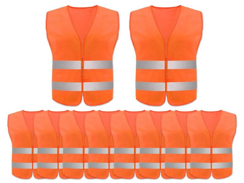 Anlising Warnweste,10PCS Orange Reflektierende Sicherheitswesten,360 Grad Reflektierenden Streifen Weste, Auto Reflektorweste,Neon Orange Reflektierend Warnweste, für Fahrern,Arbeitskräften,Erwachsene von Anlising