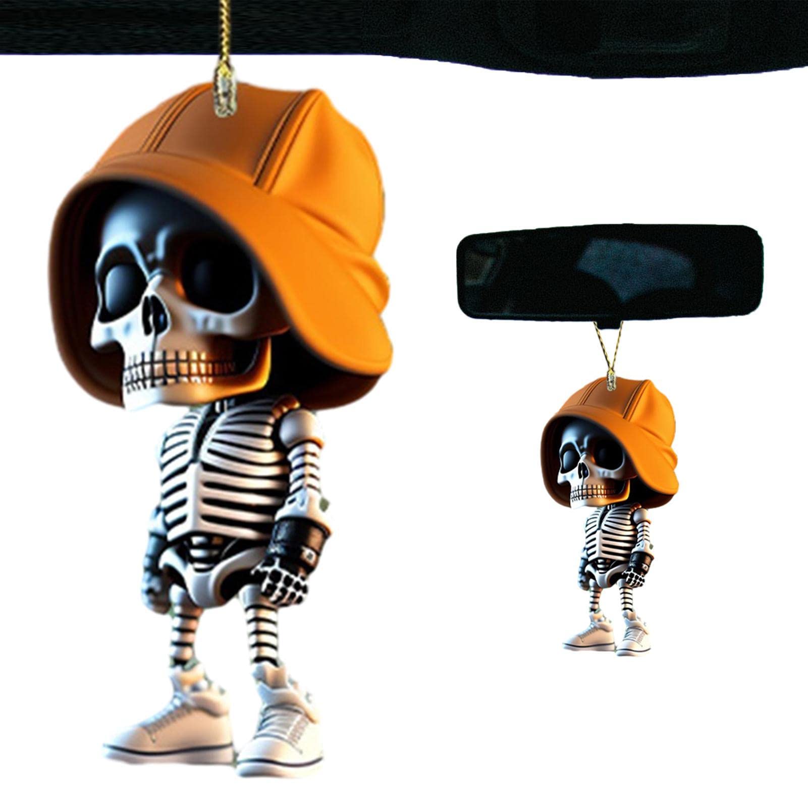 Autospiegel Anhänger Halloween - Autospiegel Anhänger Totenkopf - Auto Rückspiegel Anhänger Anhänger Schädel Kette Anhänger Auto Innenspiegel Aufhängung Ornamente Innenraum Dekoration Zubehör von Anloximt