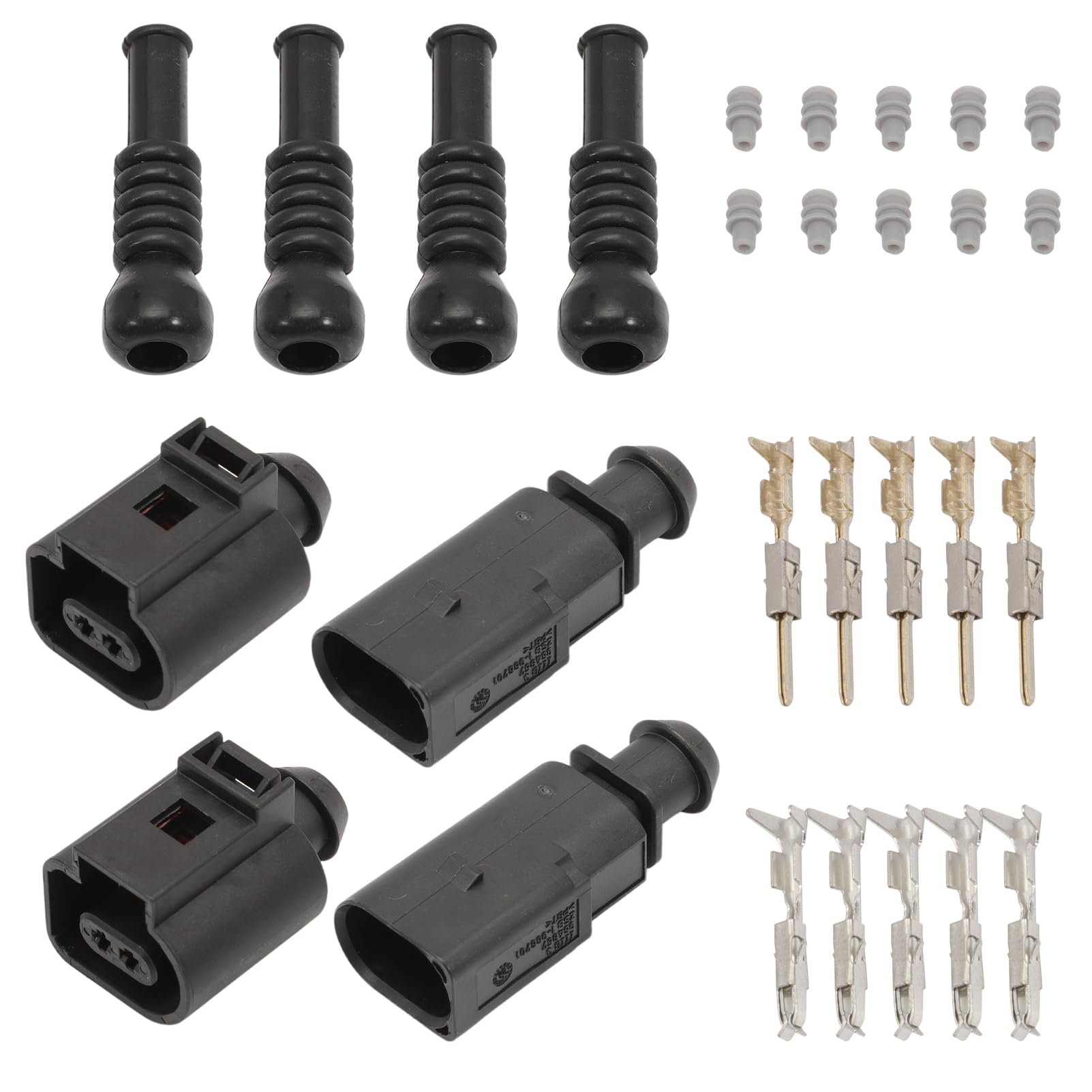 1J0973802 Anlseiod 2-polig Männliche Weibliche Kabelbaumstecker Anschlüsse mit Klemmen und Dichtungen kompatibel mit S-koda V-W Audi A1 A3 Seat auto Stecker-Buchsen Anschluss kit A81J0973702 von Anlseiod