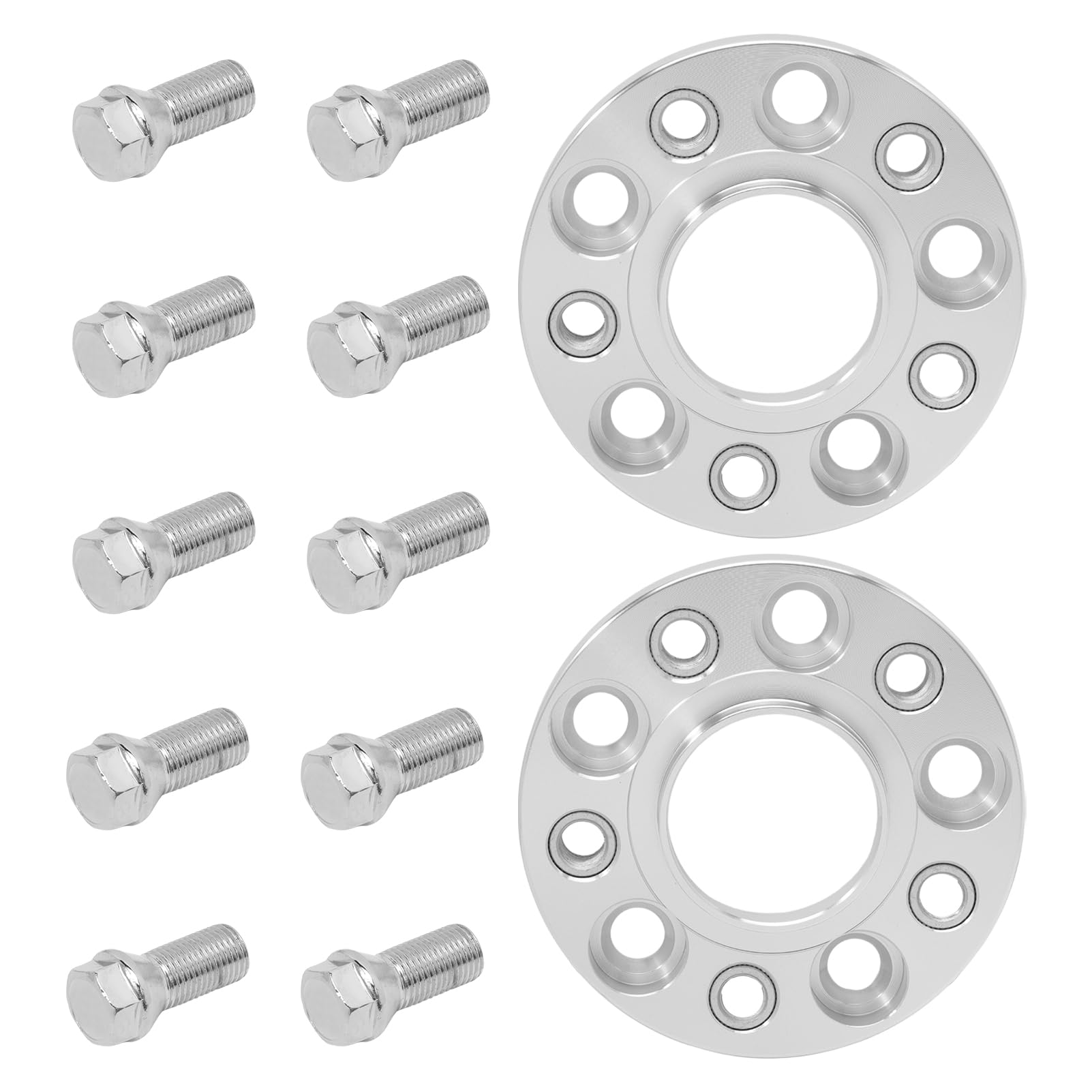 Anlseiod S90-7-20-016-B 2 Silberne Spurverbreiterungen (mit Stufen) A6 Avant (4G5, 4GD, C7) (05/2011-) + 10 Schrauben (20 mm 5-112-66,6 M14*1,5) silberne Kegelschraube 47 mm von Anlseiod