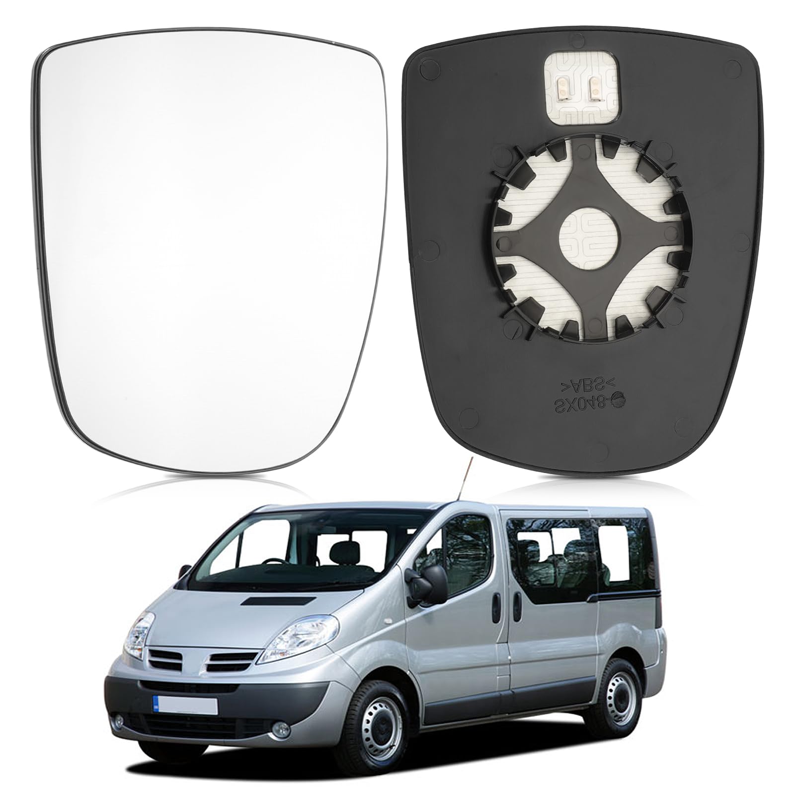 Anlseiod Spiegelglas links kompatibel mit Trafic MK2 2001-2014 O-pel Vivaro A 2001-2014 Primastar 2001-2014 Primastar 2001-2014 beheiztes Spiegelglas Spiegelglas 9636600QAH von Anlseiod