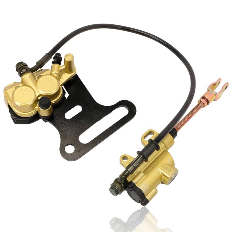 Anlseiod Vordere Hydraulische Bremsscheiben für 70 cc-500cc Pit Pro Dirt Bike Trail Axel 50 cc 15 mm Bremssattel Bremsbeläge Hydraulik Bremsen Kit hinten System mit Pad (Gold) von Anlseiod