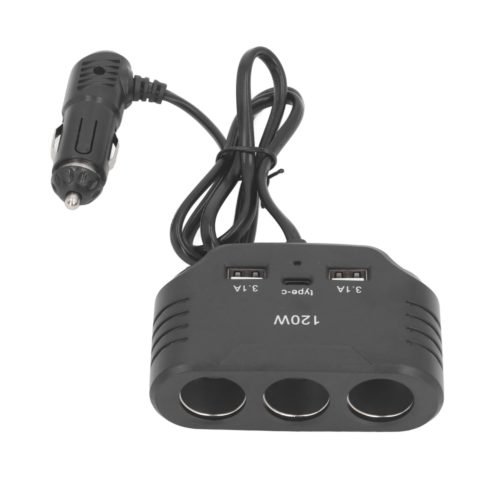 120 W Auto Zigarettenanzünder Netzteil Adapter, 3 Steckdosen Ladegerät mit USB Typ C Anschluss für Schnelles Aufladen, Verhindert Kurzschluss, Überlastung, 12 V 24 V Auto von Annadue