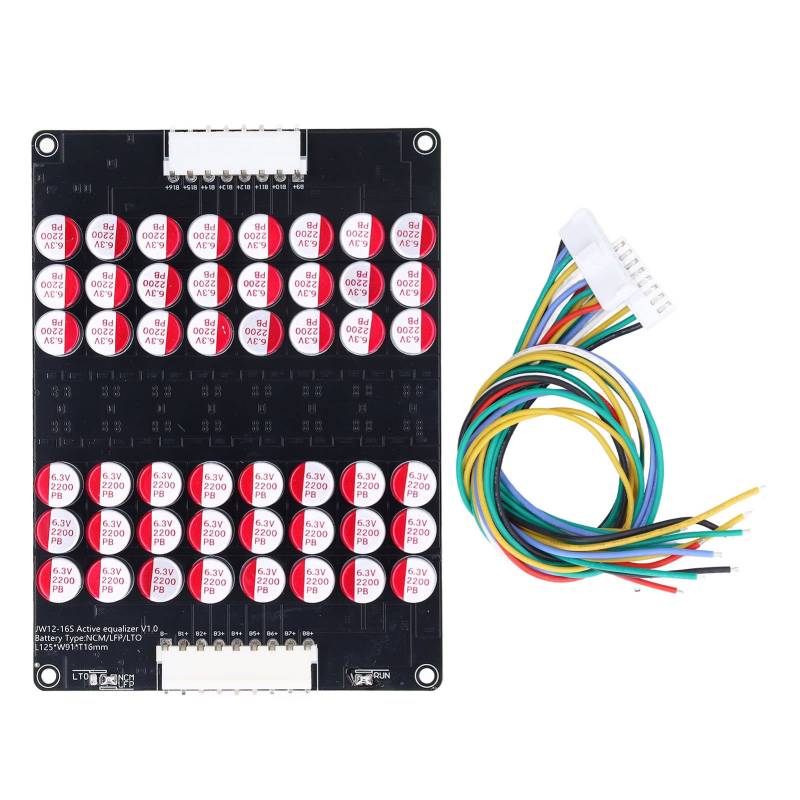 Annadue 12S Bis 16S Akku Aktiver Equalizer, Lifepo4 Lithium Lipo Akku Energie Aktiver Equalizer, 1,8V Bis 4,5V 0 Bis 5,5A Equalizer Lifepo4 Li Ion Lithium Lipo Board mit Kabel für LTO LPO LFP NCM von Annadue