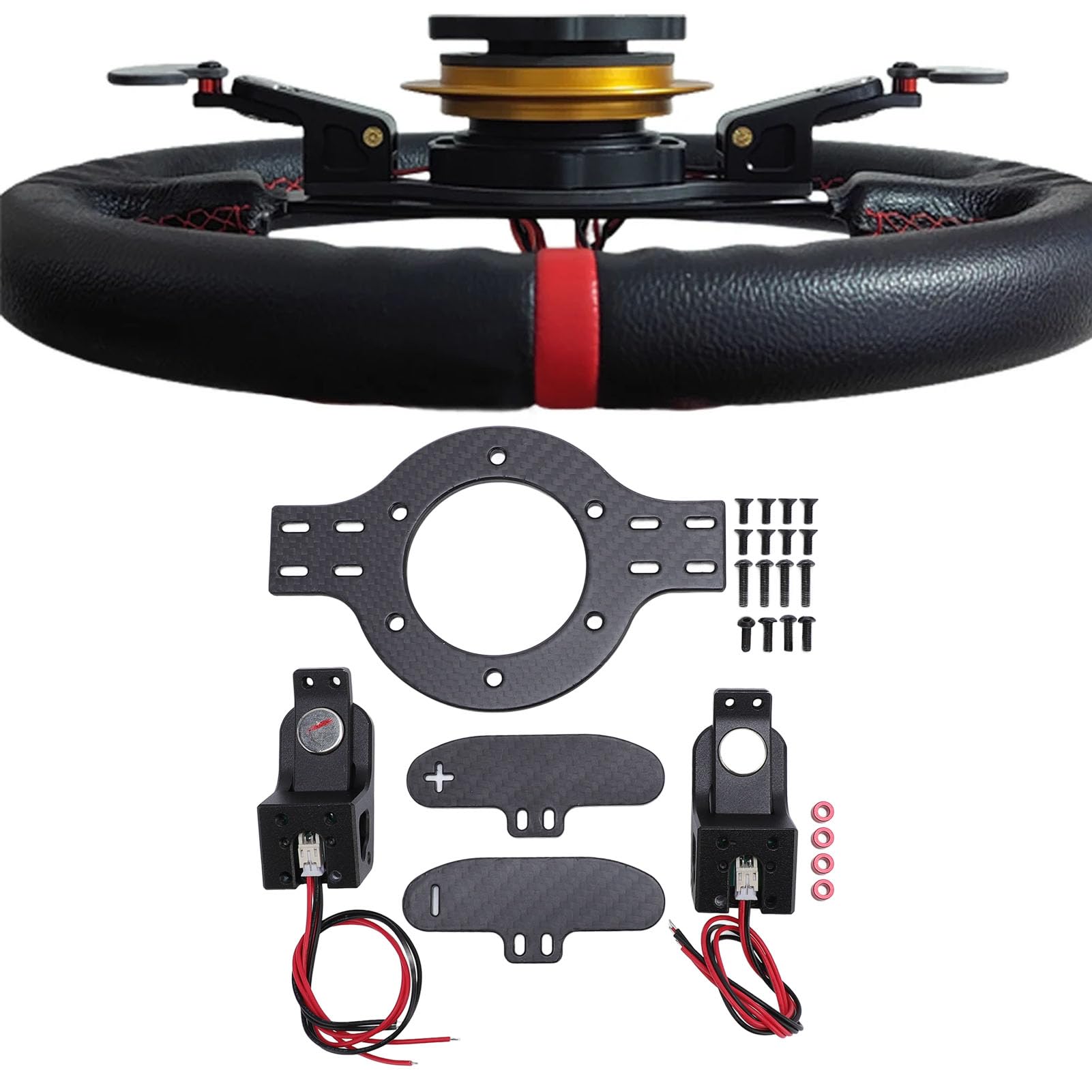 Annadue Lenkradschaltpaddel, Magnetkohlefaser Schaltpaddel Rennsimulation Lenkrad mit 70 mm Halterung für Fanatec 923 G29 G27 G25 G920 von Annadue