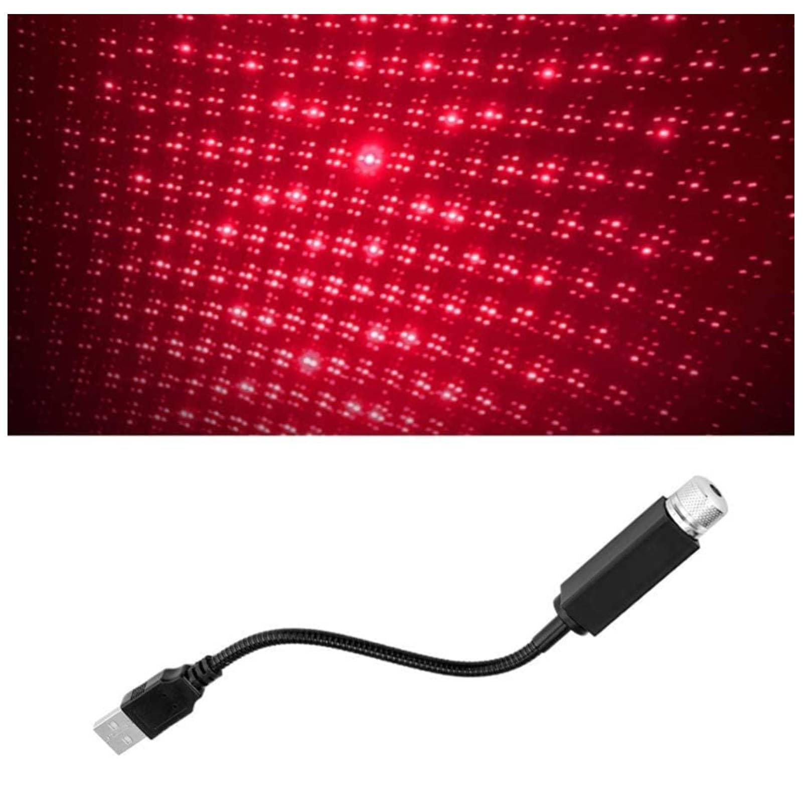 Romantisches USB Projektorlicht, Flexible USB Nachtlampe, Geeignet für alle Autos, Party, Wohnzimmer, Projektor Deckenstern, Rotlichtlampe von Annadue