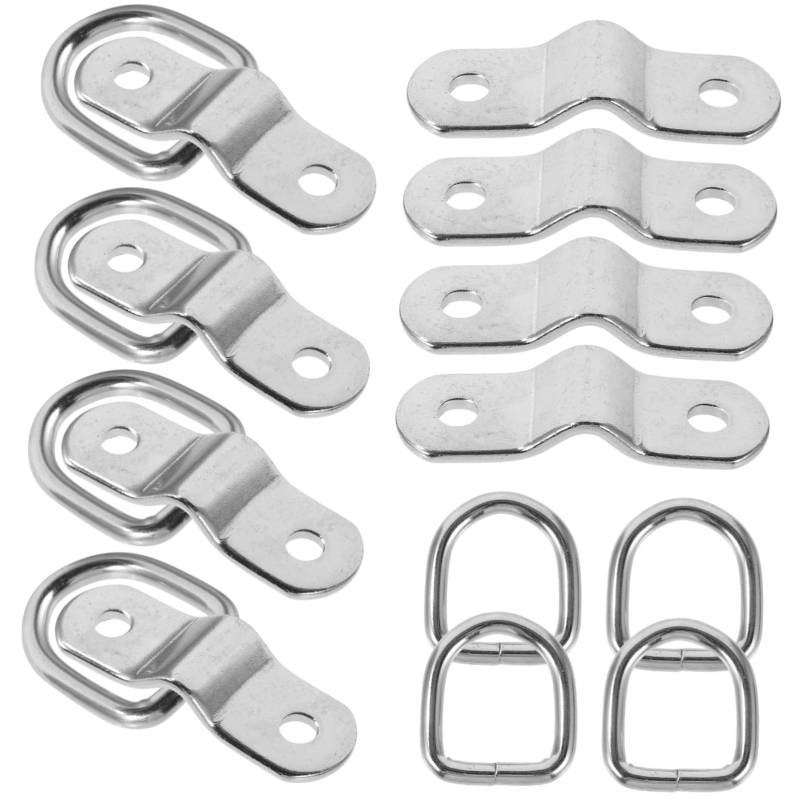 Anneome 8 Stück D Ring Zurrgurt Set Aus Hochwertigem Stahl D Ring Für Boot LKW Bett Zurrhaken Ideal Für Sicheres Verzurren Und Befestigen Von Lasten Vielseitig Einsetzbar Für von Anneome