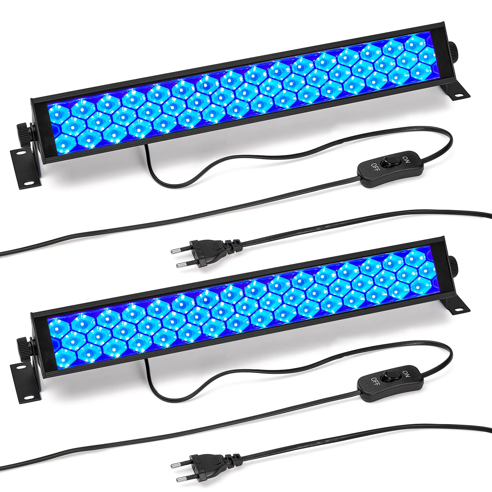 Anpro 2-Pack 72W LED-Schwarzlichtleisten-Set mit 3 Fluoreszenzbändern, Schwarzlicht-UV-LED-Leiste, Schwarzlicht für Glow-Party, Körperbemalung, Halloween-Dekorationen, Schlafzimmer, Bühnenbeleuchtung von Anpro