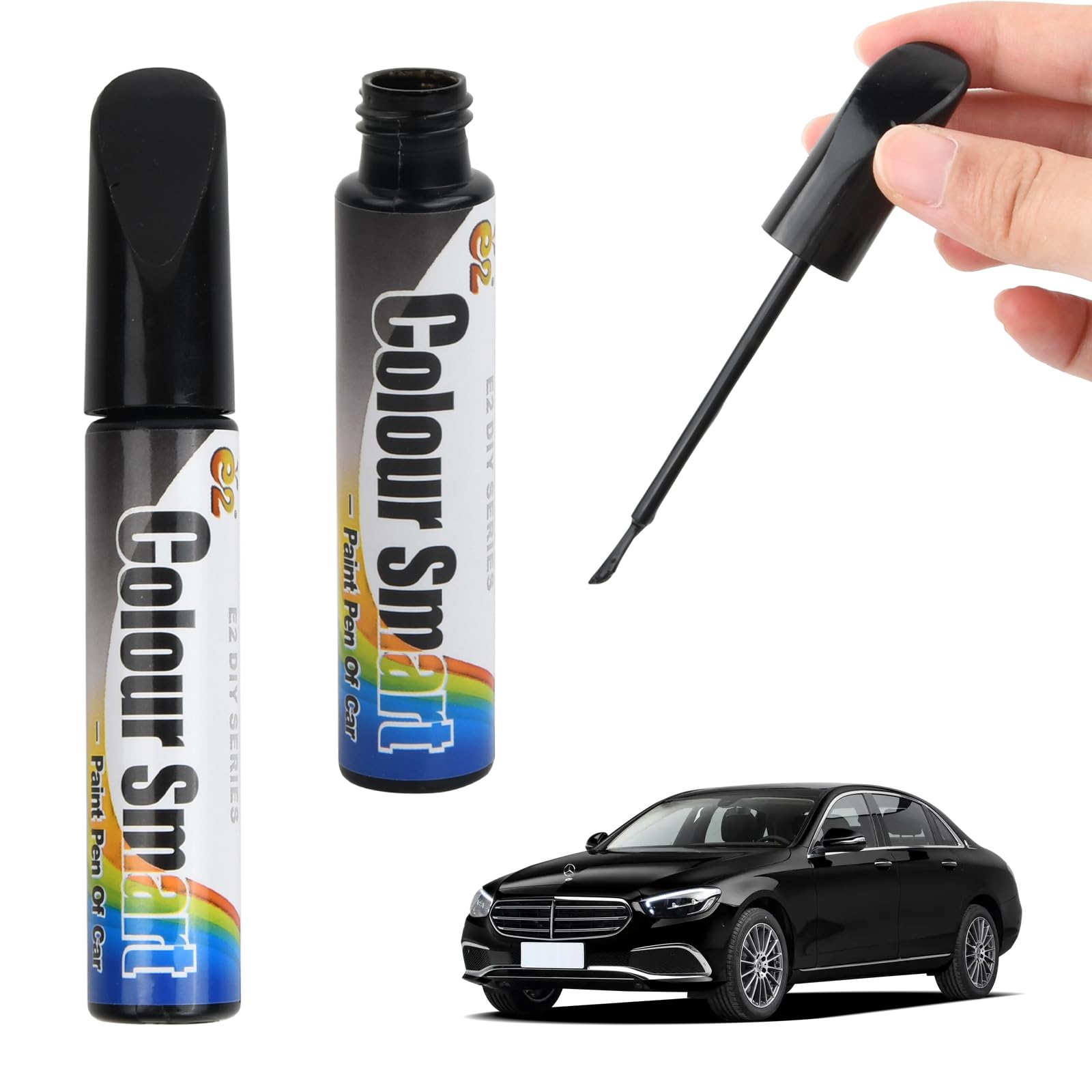 Anseom Auto Lackstift Schwarz 12ml, 2 Stück Felgen Lackstift Auto Kratzer Reparatur Stift, Universal Nicht Leicht Zu Verblassen, Auto Lack Reparatur Pinsel Schnell Trocknend von Anseom