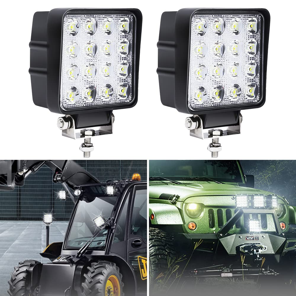 Ansobea LED Arbeitsscheinwerfer 2 Stück 48W Scheinwerfer LED Auto Zusatzscheinwerfer 12v Offroad Strahler Arbeitslicht für Traktor LKW Wasserdicht IP67 6500K von Ansobea