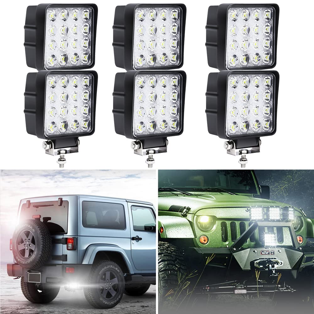 Ansobea LED Arbeitsscheinwerfer 6x 48W Scheinwerfer LED Auto Zusatzscheinwerfer 12v Offroad Strahler Arbeitslicht für Traktor LKW Wasserdicht IP67 6500K von Ansobea