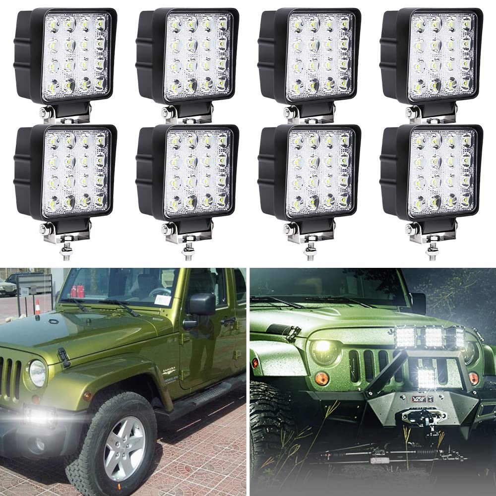 Ansobea LED Arbeitsscheinwerfer 8x 48W Scheinwerfer LED Auto Zusatzscheinwerfer 12v Offroad Strahler Arbeitslicht für Traktor LKW Wasserdicht IP67 6500K von Ansobea