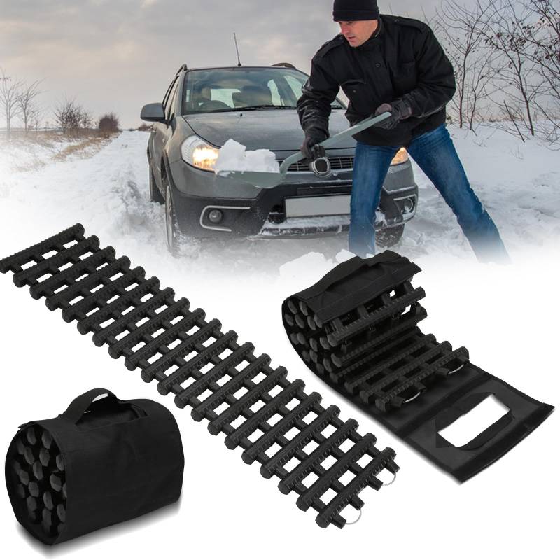 Ansobea Traktionshilfe Anfahrhilfe 2 Stück, Auto Anfahrhilfe 100x21cm,mit Aufbewahrungstasche,Traktionsplatten Gleisanlage für Sand Schnee,für PKW LKW Geländefahrzeug von Ansobea