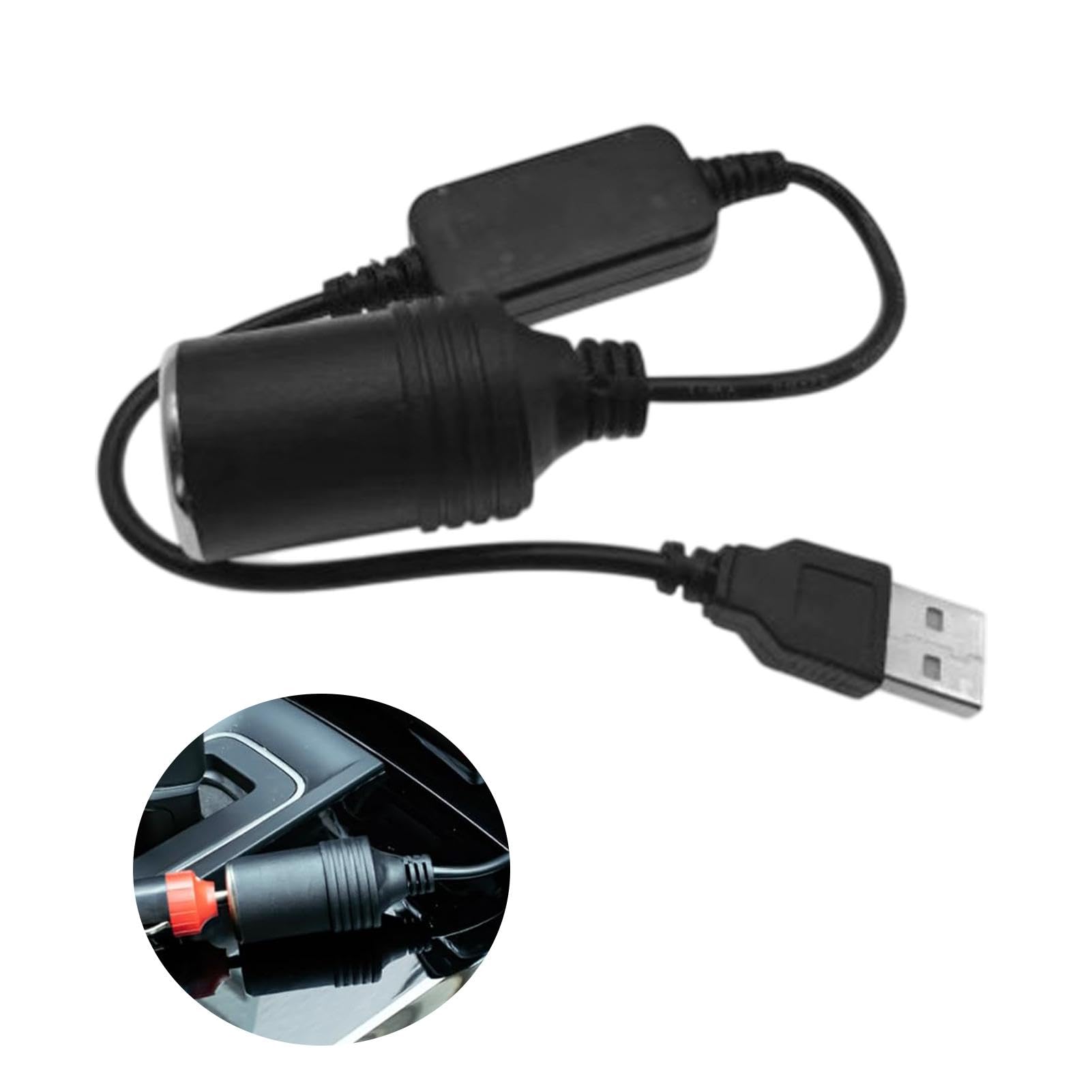 0,35 m USB-auf-Zigarettenanzünder-Adapter, 5 V USB-A-Stecker auf 12 V Auto-Zigarettenanzünder-Buchse, Konverteradapterkabel, USB-C-Stromkabel, Autoladegerät für Auto-Elektronik und Zubehör von Anwangda