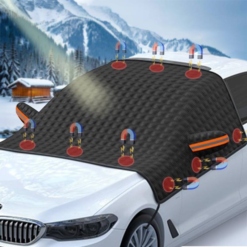 Anyingkai Frontscheibenabdeckung Winter,Windschutzscheibenabdeckung Eingebaut Magnet,Scheibenabdeckung Auto Winter,Frontscheibenabdeckung Verdicken Faltbar,Für Die Gegen,Schnee,EIS,Frost,Staub,Sonne von Anyingkai