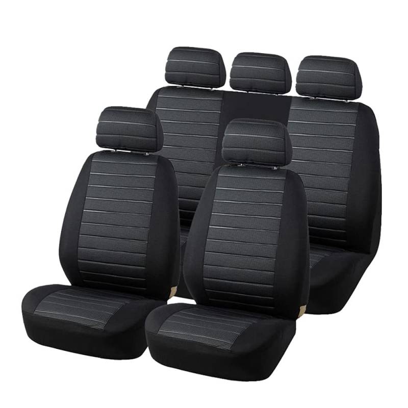 Aodelai Autositzbezüge Full Set Universal Fit Jacquard Tuch Auto Sitzbezüge Set Grau Sitzbezüge Auto Set Stoff Universal Autositzbezüge Sitzschoner Auto Schonbezug Autositz von Aodelai