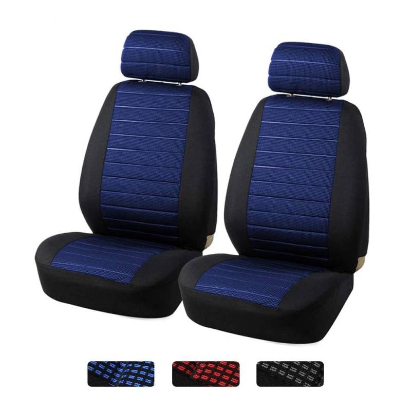 Aodelai Front Pair Universelle Sitzbezüge Auto Vordersitze Autositzbezüge Schonbezüge Vorne Vordersitzbezüge Seitenairbag geeignet, 2er Jacquard-Fabirk Autoschonbezüge, Blau von Aodelai