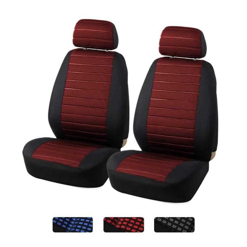 Aodelai Front Pair Universelle Sitzbezüge Auto Vordersitze Autositzbezüge Schonbezüge Vorne Vordersitzbezüge Seitenairbag geeignet, 2er Jacquard-Fabirk Autoschonbezüge, Rot von Aodelai