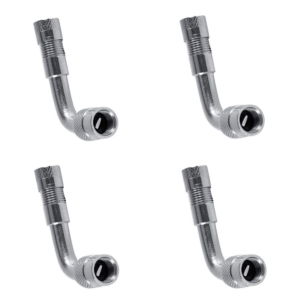 90 Grad Reifenventil Verlängerung Adapter Universal Extender Set für Auto Fahrrad Motorrad Scooter(Silber) 4 Stk. von Aofan