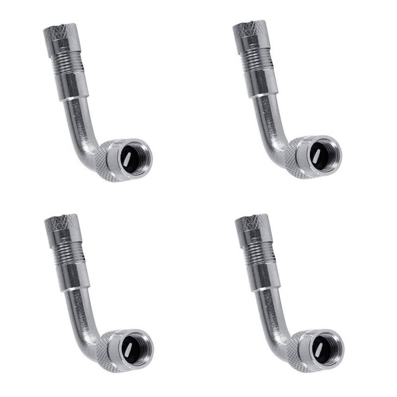 90 Grad Reifenventil Verlängerung Adapter Universal Extender Set für Auto Fahrrad Motorrad Scooter(Silber) 4 STK. von Aofan