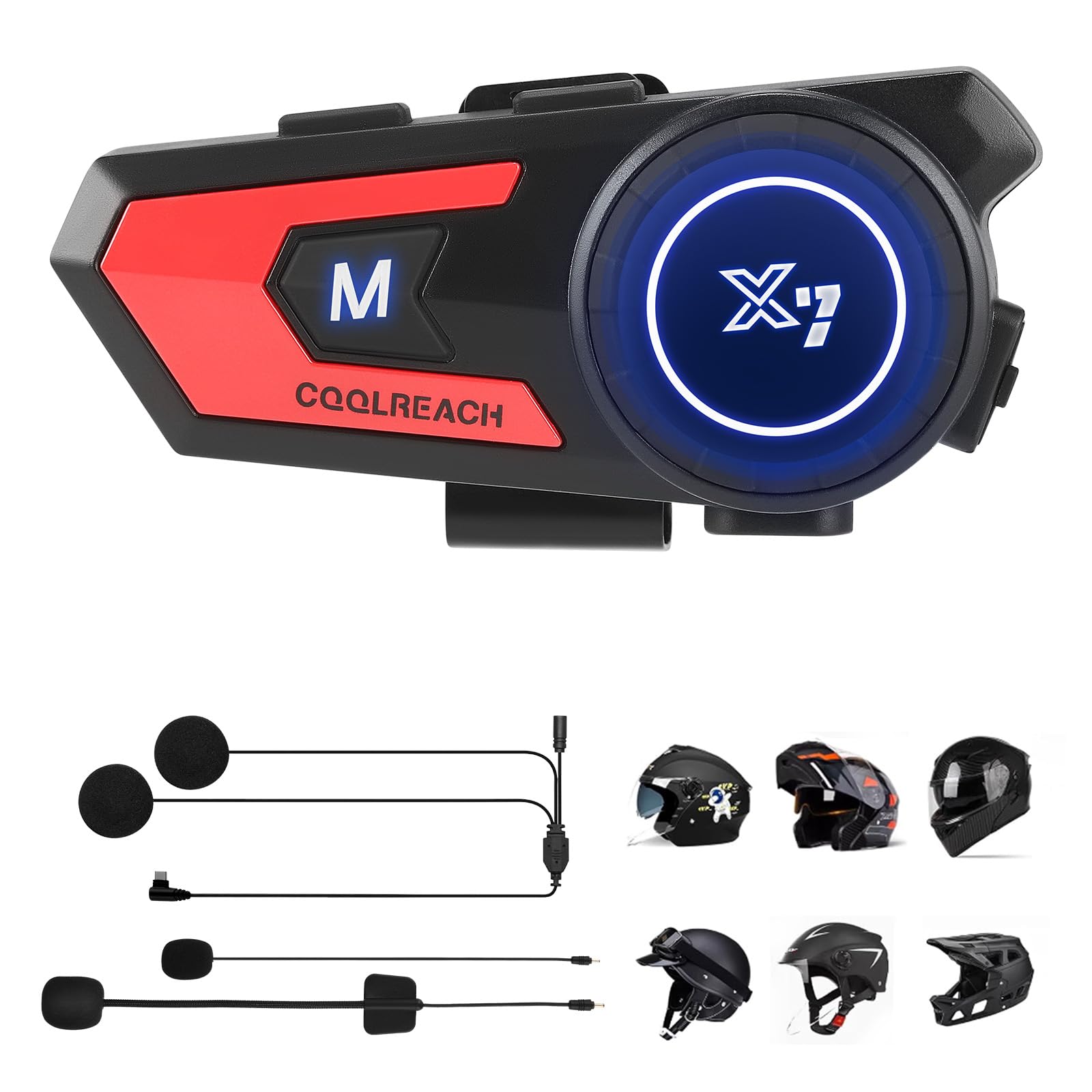 Motorradhelm Bluetooth Headset, Motorradhelm Kopfhörer, Motorrad Helm Kabelloses Headset, CVC-Rauschunterdrückung, Stereo-Musik, Automatische Antwort, IP67 wasserdicht, Bluetooth 5.0 HD-Klangqualität von Aofesel