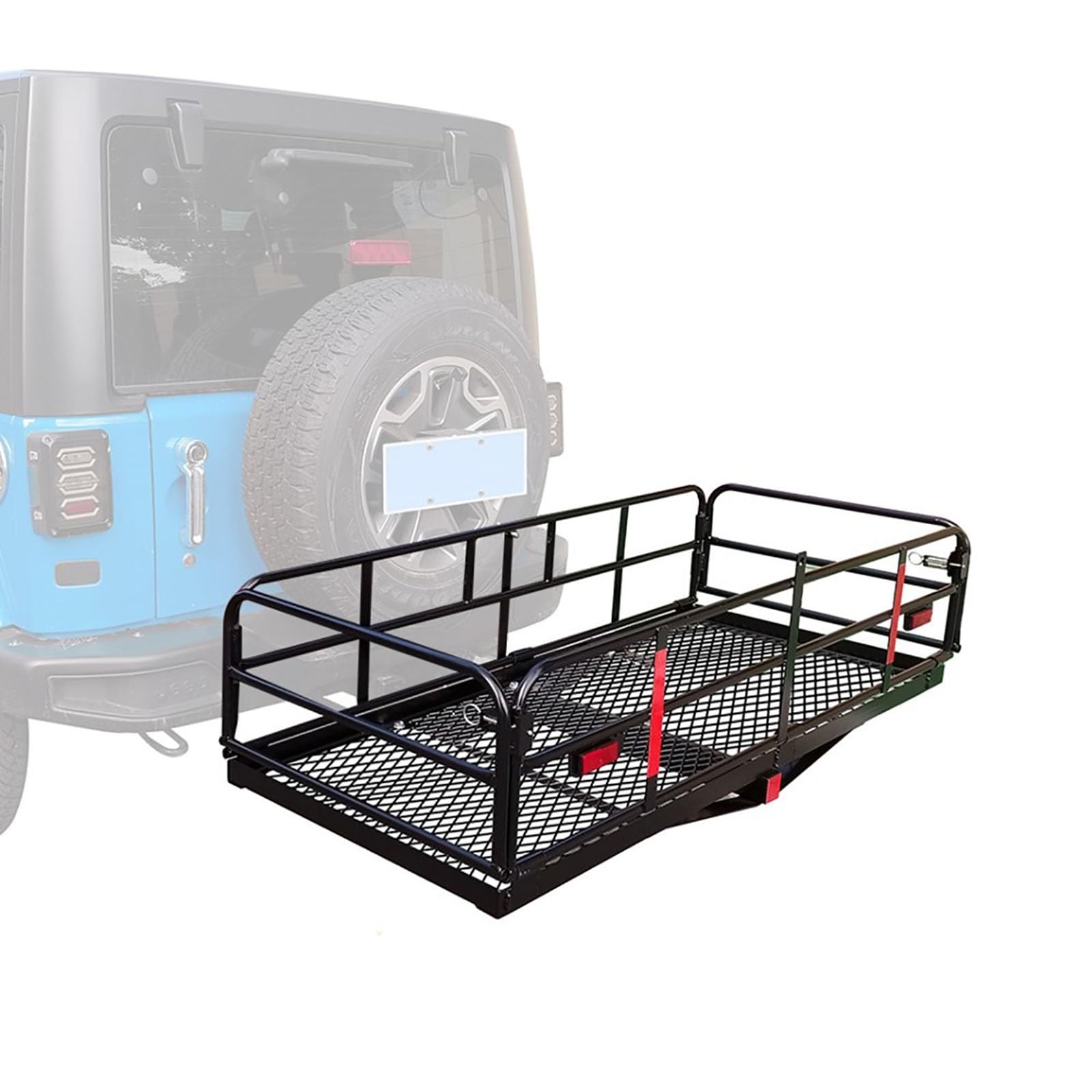 Anhänger Anhängerkupplung Cargo Carrier Rack 230kg, Heavy Duty Faltender Anhänger Gepäckträger Passt Empfänger mit Stabilisator für SUV, LKW Usw von Aoixdsar