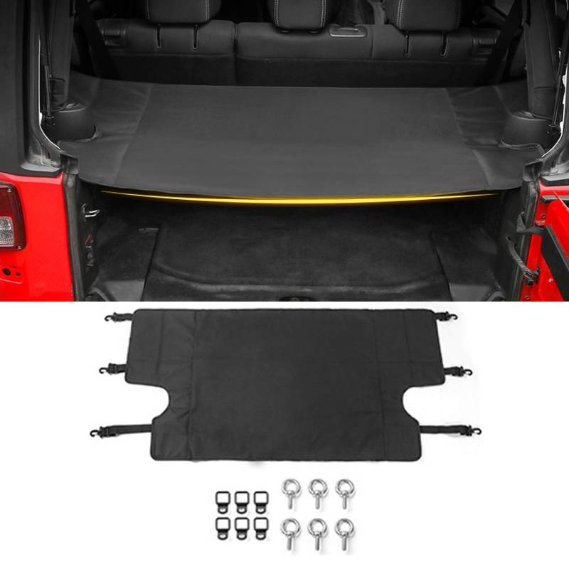 Aojiek Auto Laderaumabdeckung Kofferraumabdeckung Rollo FüR Wrangler Jk Jku Sports Sahara Freedom Unlimited 2007-2021 Kofferraum Schutz Abdeckung GepäCkraumabdeckung von Aojiek