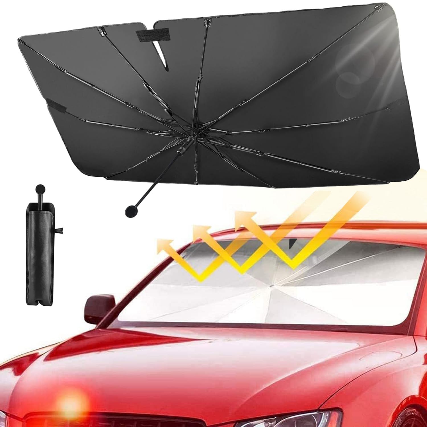 Aonveki Sonnenschutz Auto Frontscheibe Innen, Upgrade 360° Drehbar Faltbarer UV-Schutz Auto Sonnenschirm Frontscheibe für Windschutzscheibe, Wärmeisolierung für kleine Autos SUV (135x73cm) von Aonveki