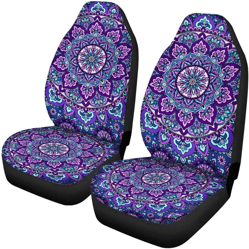 Aoopistc Autositzbezüge mit Boho-Mandala-Blume, für Damen und Herren, langlebig, weich, langlebig, Autozubehör, universelle Passform, SUV, Van, Violett von Aoopistc