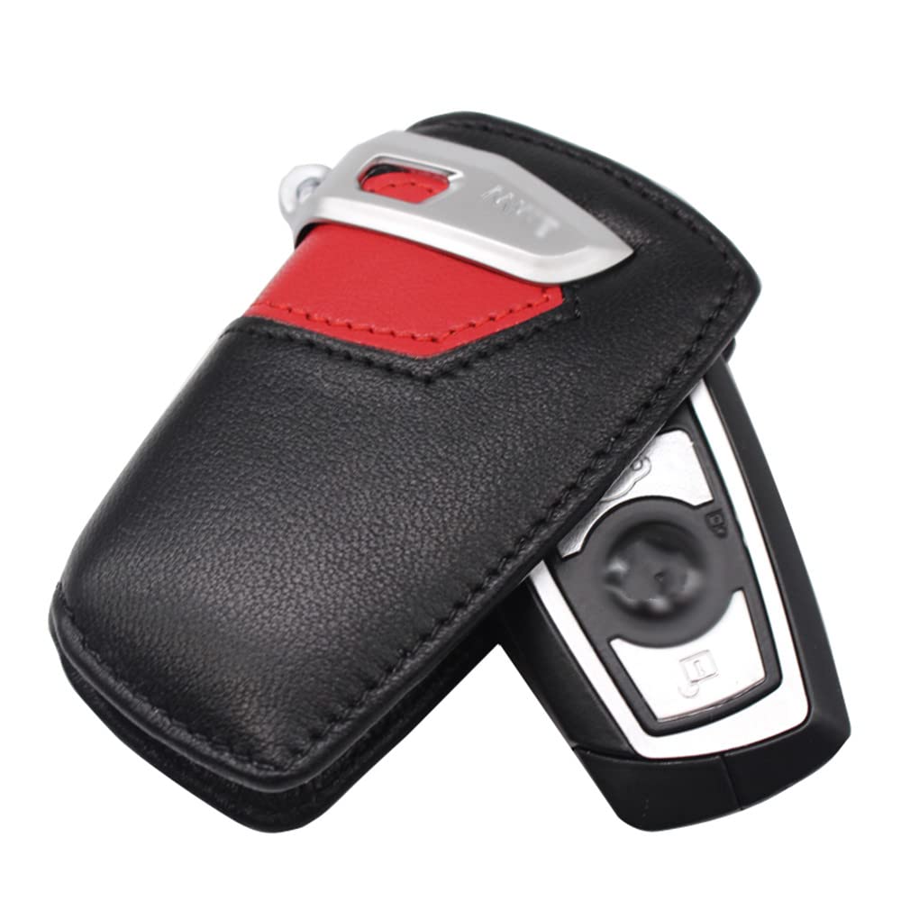 Schlüsseletui aus Echtem Leder Für BMW 1 2 3 4 5 6 7er X3 X4, Schlüsselanhänger Schutzhülle Autoschlüssel Halter Shell Zubehör für Fahrzeugschlüsselschutz (red) von Aoyygg