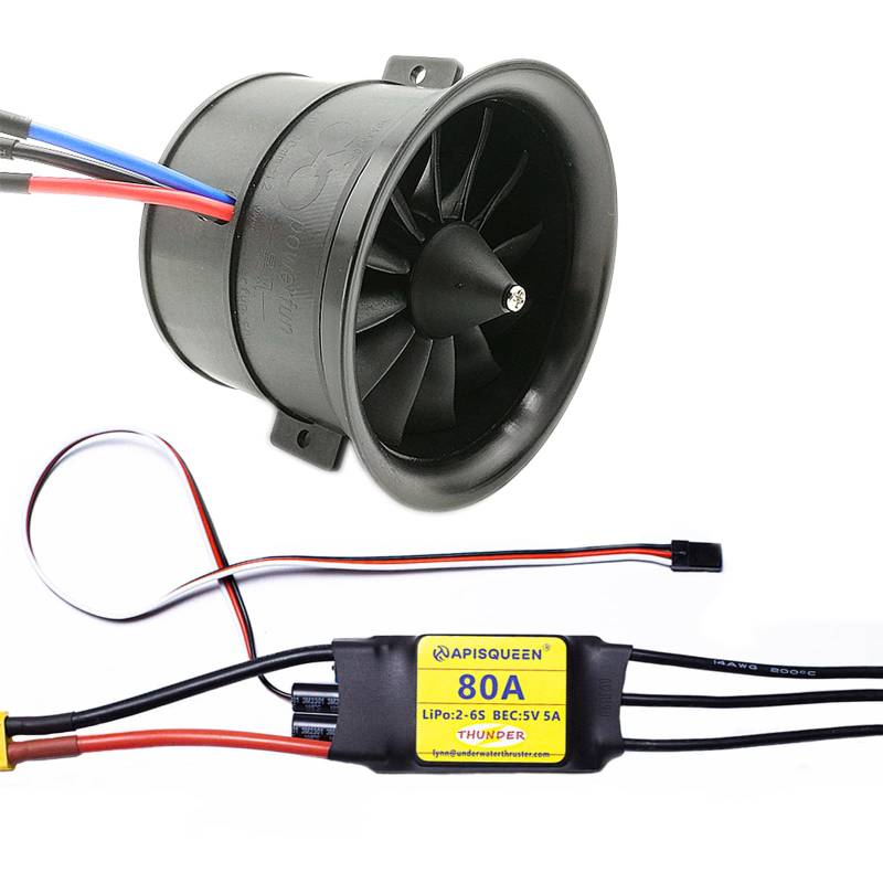 ApisQueen 70MM EDF 6S 2300KV 2240G Schubgürtel 12 Blätter elektrischer Kanalventilator mit 80A ESC für Flugzeug Modell Flugzeug Jet Enging von ApisQueen