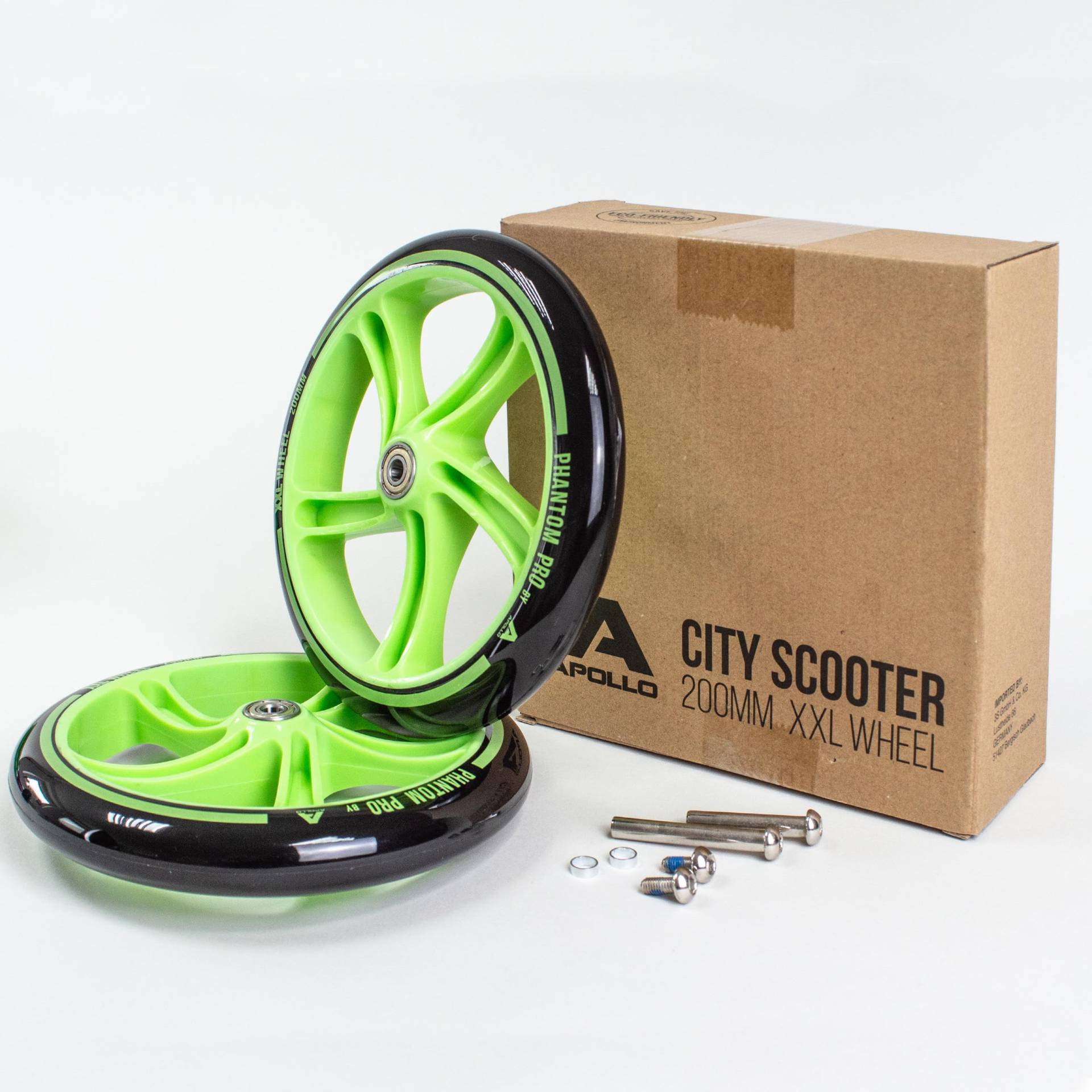 Apollo City Scooter 200mm Ersatzräderset - Pro Wheels mit ABEC 7 Kugellager, Roller Rad Ersatz-Räder passend City-Scooter, auch als LED-Rollen erhältlich von Apollo