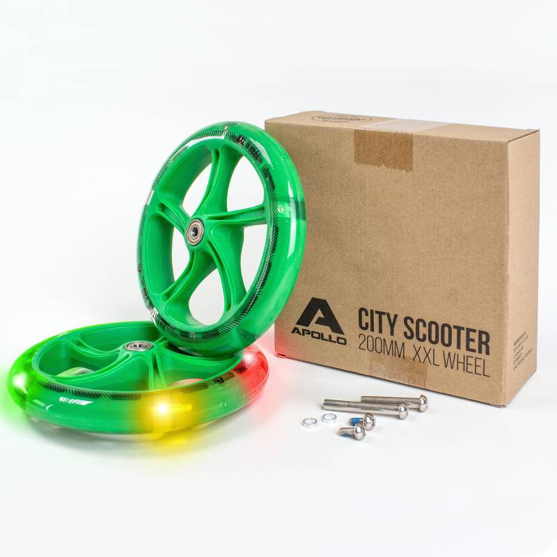 Apollo City Scooter 200mm Ersatzräderset - Pro Wheels mit ABEC 7 Kugellager, Roller Rad Ersatz-Räder passend City-Scooter, auch als LED-Rollen erhältlich von Apollo