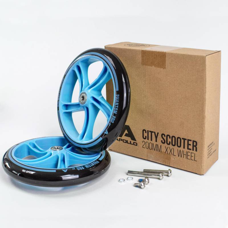 Apollo City Scooter 200mm Ersatzräderset - Pro Wheels mit ABEC 7 Kugellager, Roller Rad Ersatz-Räder passend City-Scooter, auch als LED-Rollen erhältlich von Apollo