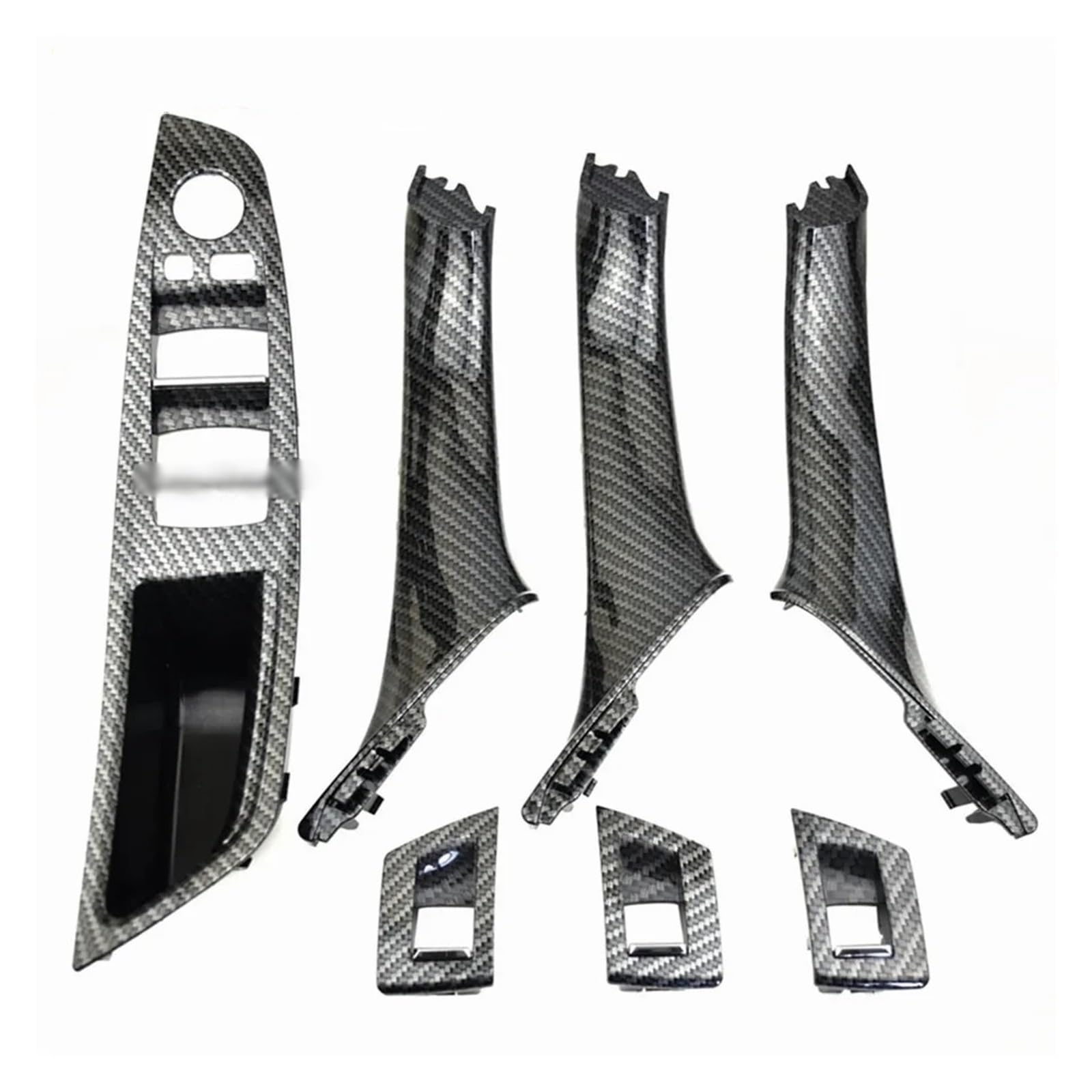 Auto Innentürgriff Türgriff Innen 7 Stück Rechtslenker RHD LHD Für 5er F10 F11 520 525 Auto-Innentürgriff-Panel-Zug-Trim-Abdeckung(LHD CarbonFiber) von Aptfkec