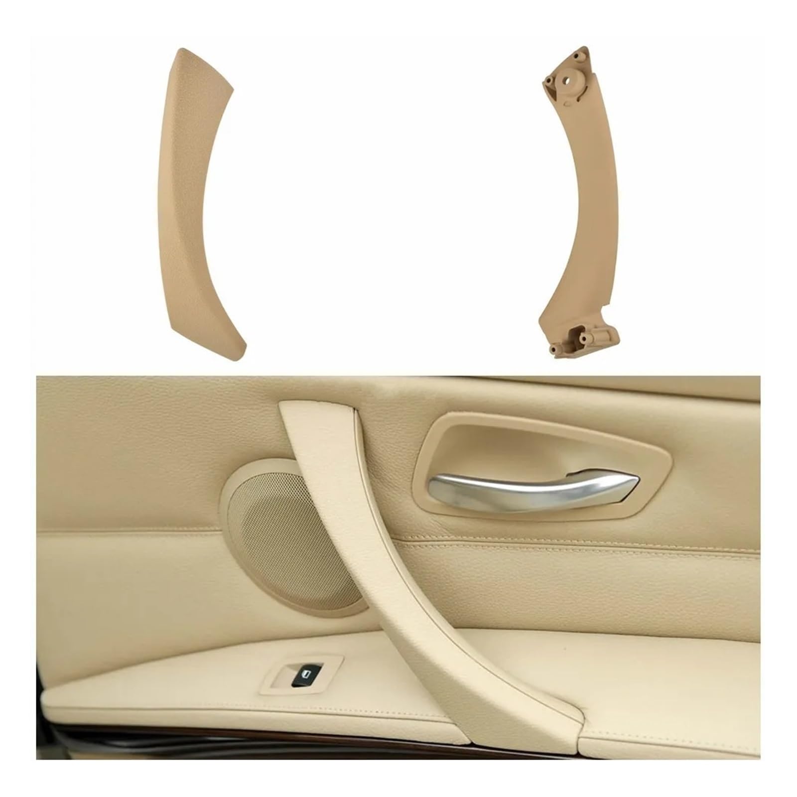 Auto Innentürgriff Türgriff Innen Vollständiger Satz Innentürgriffe Für 3Serie E90 E91 318 320 325 328 330 335 Innentüren Panel Griffleiste Pull Trim Cover(Beige(on The Right)) von Aptfkec