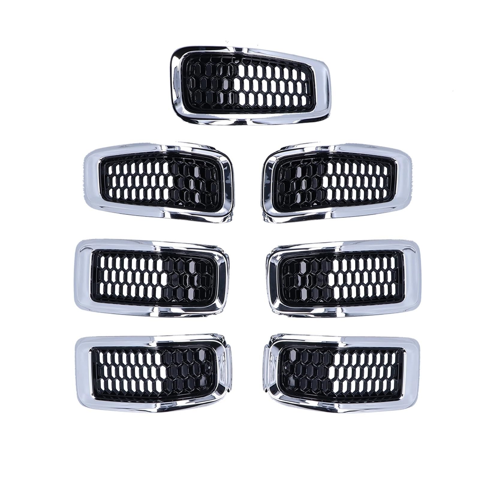 Auto Kühlergrill 7-teiliges Auto-Frontgrill-Einsatz-Grillnetz-Abdeckungs-Trim-Aufkleber-Ersatz Für Jeep Für Cherokee 2014-2018 Auto Frontgrill(Chrome Frame) von Aptfkec