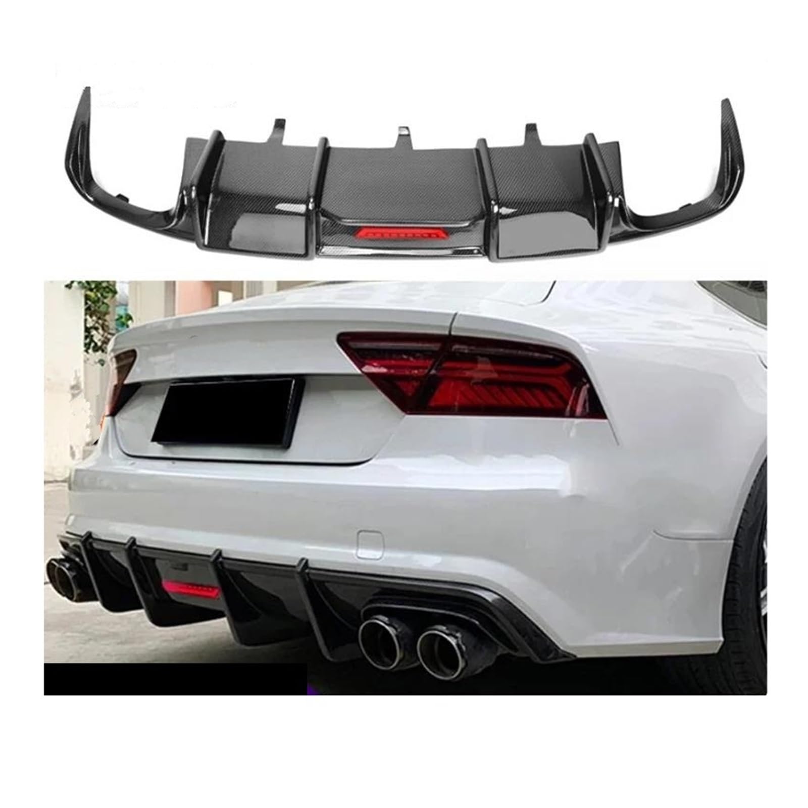 Heckflügel Carbon Fiber Auto Heckschürze Diffusor Lip Spoiler Heckspoiler Diffusor Für A7 S7 RS7 2012 2013 2014 2015 2016 2017 2018 Heckstoßstange(FRP Gloss Black,16-18 Standard) von Aptfkec