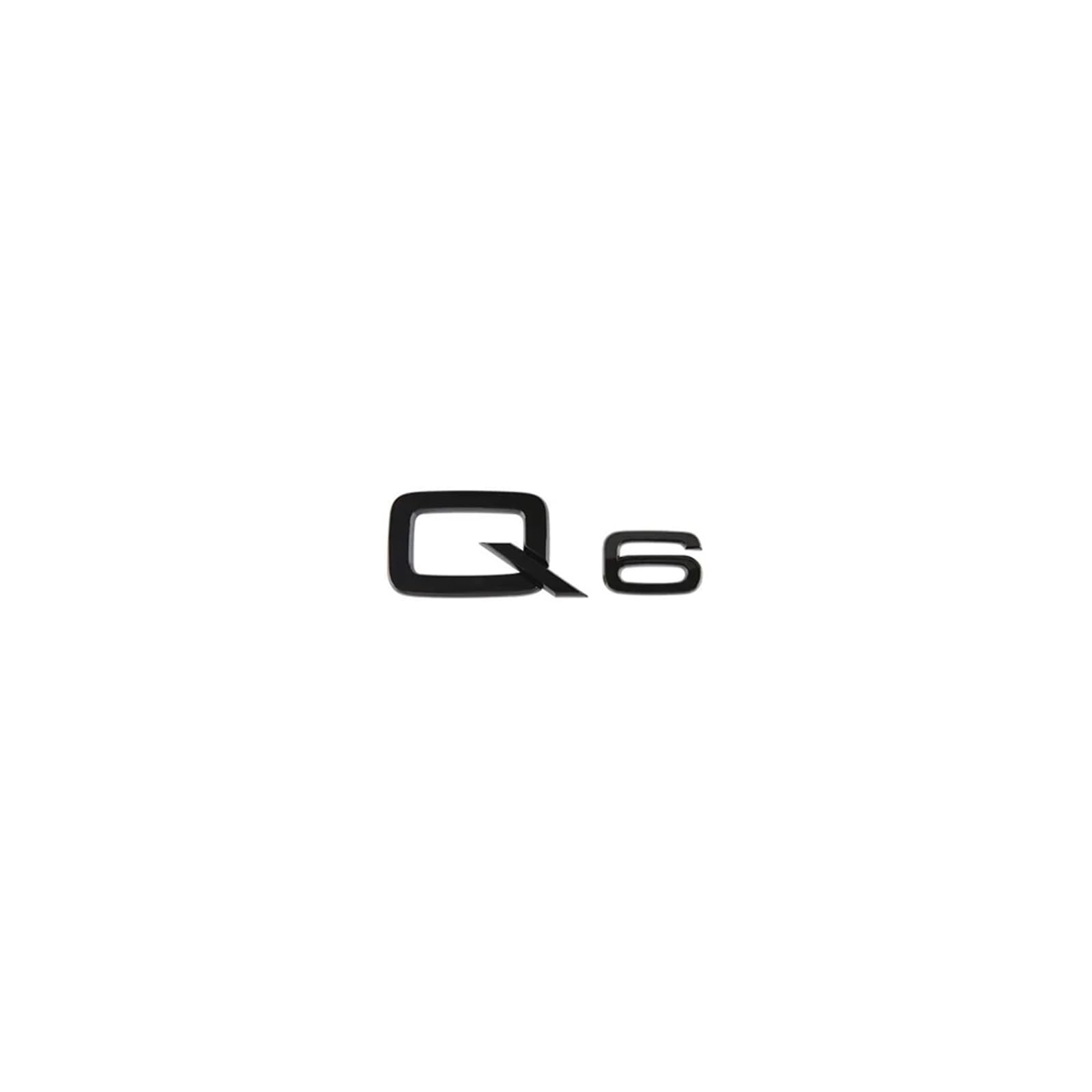 Aqxyju 3D-ABS-Zahlen-Buchstaben Q2 Q3 Q4 Q5 Q6 Q7 Q8-Emblem, kompatibel mit Q-Serie, Kofferraum-Heck-Logo-Aufkleber, Schwarz/Silber Personalisierte Auto Aufkleber(Glossy black Q6) von Aqxyju
