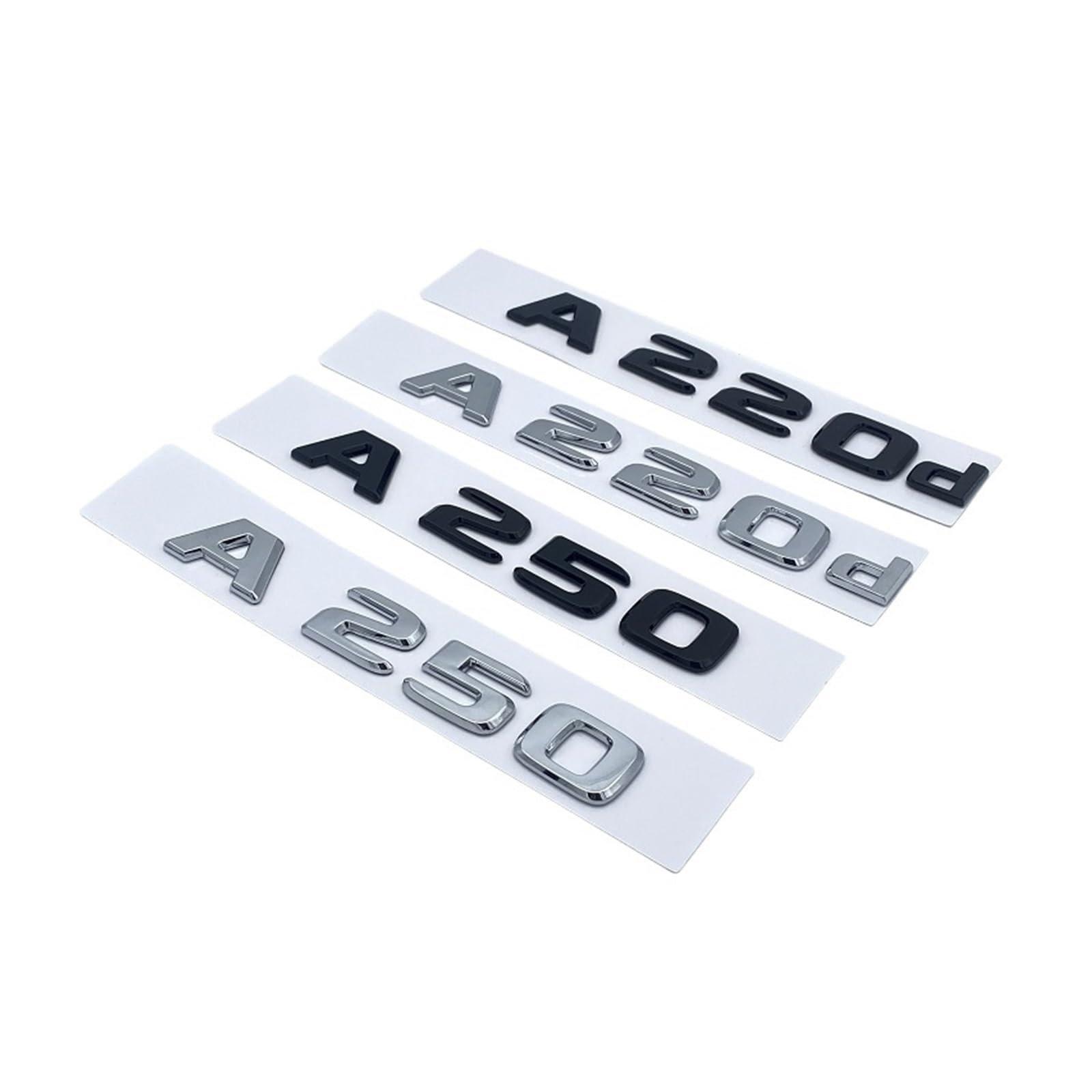 Aqxyju 3D-Buchstaben A180 A200 A220 A250 A260 A180d A220d 4Matic ABS-Emblem, kompatibel mit A W176 W177, Kofferraum-Logo-Aufkleber for die Rückseite Personalisierte Auto Aufkleber(Glossy black,A220d) von Aqxyju