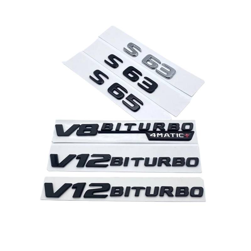 Aqxyju 3D-Buchstaben S63 S65 V12 Biturbo V8Biturbo 4matic+ ABS-Emblem Kompatibel mit W222 W223 Kofferraum-Logo-Aufkleber Personalisierte Auto Aufkleber(Matte black,Rear Star W223 85mm) von Aqxyju