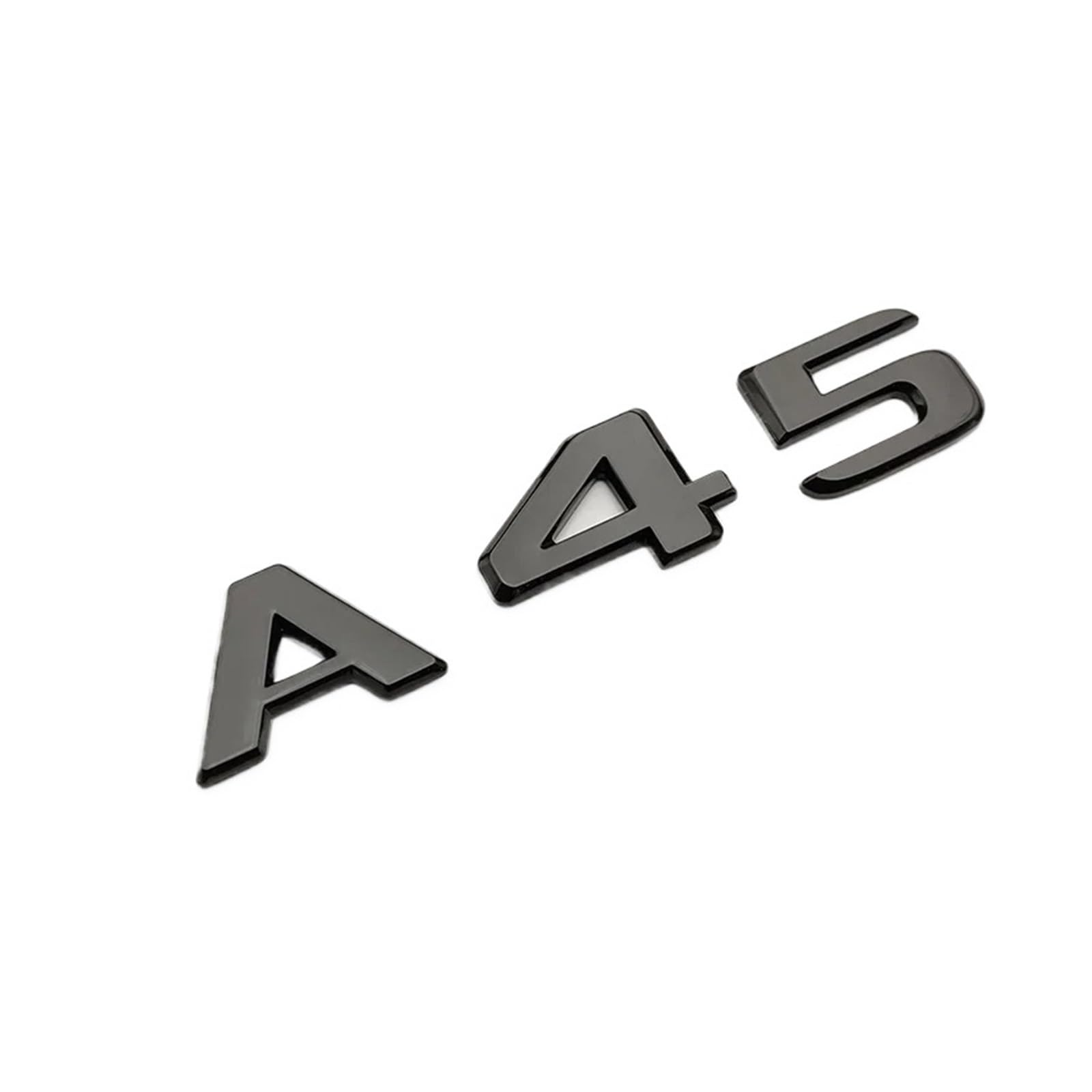Aqxyju 3D-Buchstaben aus schwarzem Chrom, kompatibel mit Auto-Logo-Aufklebern, A45S W177, Zubehör, Turbo 4matic, Emblem, Heckkofferraumabzeichen Personalisierte Auto Aufkleber(A45 Glossy Black) von Aqxyju