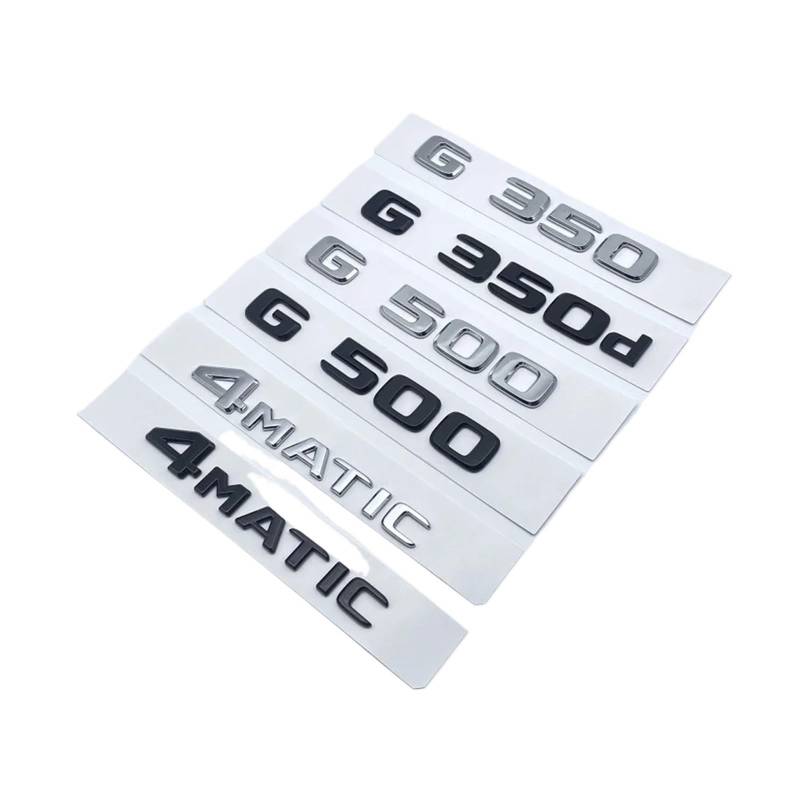 Aqxyju 3D-Buchstaben in Flacher Schrift, G350, G500, G350d, G55, V8-Kompressor-Emblem, kompatibel mit G-Klasse W463, Kofferraum-Typenschild-Logo-Aufkleber Personalisierte Auto Aufkleber(Silver,G500) von Aqxyju