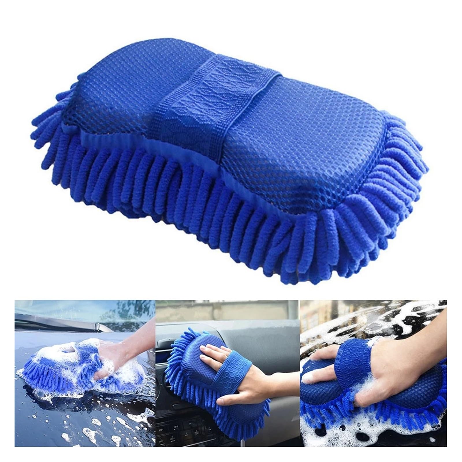 nrhnrhh Blauer Mikrofaser-Chenille-Waschschwamm, Pflege, Waschbürste, Pad, Reinigungswerkzeuge, automatisches Waschen, Handtuch, Handschuh, Styling-Zubehör von Aqxyvfr