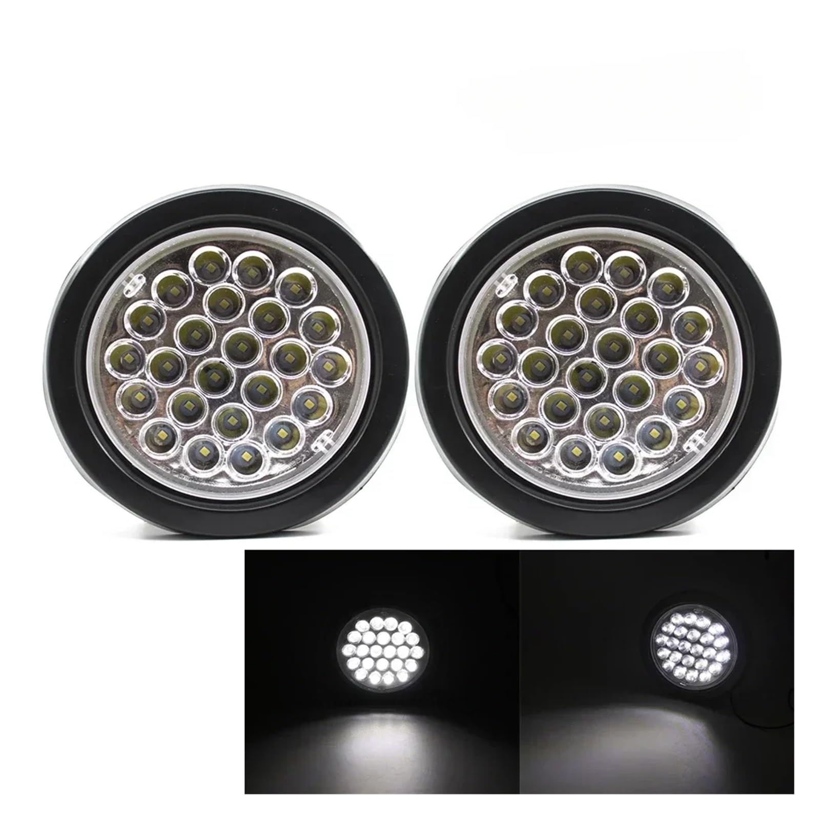 GUYTRM 1/2/4 stücke 12V 24V 24 LED Runde Hinten Schwanz Licht Bremse Stopp Seite Marker Warnung Anzeige Lkw Anhänger Reflektor Rot Gelb Weiß lingli(2pcs White) von Aqxyxsw