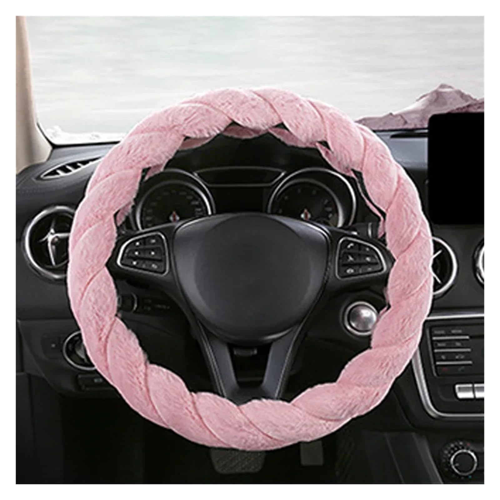 GUYTRM 1PC Twisted Plüsch Lenkrad Abdeckung Winter Weibliche Cartoon Nette Kurze Plüsch Auto Universal lingli(Rosa) von Aqxyxsw